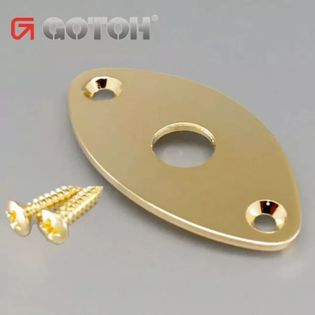 NEW Gotoh JCB-2 Oval Curved Footbal Style Jack Plate for Guitar - GOLD