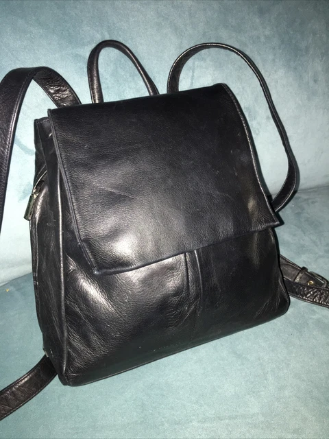 Perlina Soft Black Leather Vintage Backpack Purse Size Small 80’s Y2K Perlina Soft Black Leather Vintage Backpack Purse Size Small 80’s Y2K