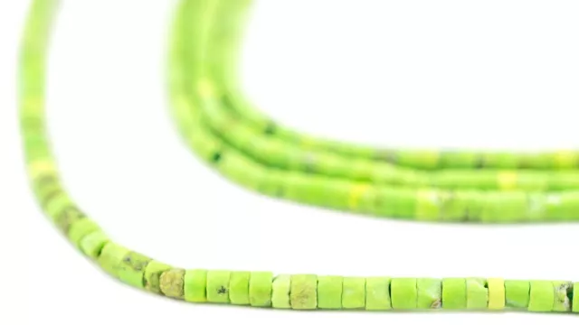 Lime Green Turquoise Heishi Beads 2mm Afghanistan Gemstone 14.5 Inch Strand