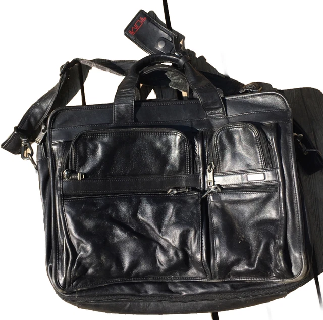 Tumi Alpha 3 Expand Black Leather Organizer Laptop Briefcase Large Wonderful
