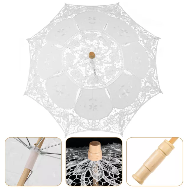 White Lace Parasol Umbrella for Wedding Decoration and Photo Props