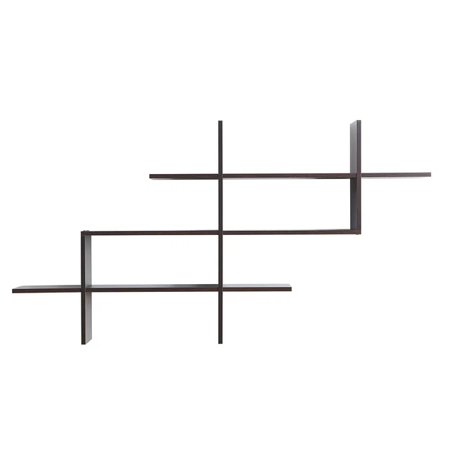 Danya B. 3-Tier Rustic Hanging Wall Mount Floating Ladder Accent Shelf  (Walnut)