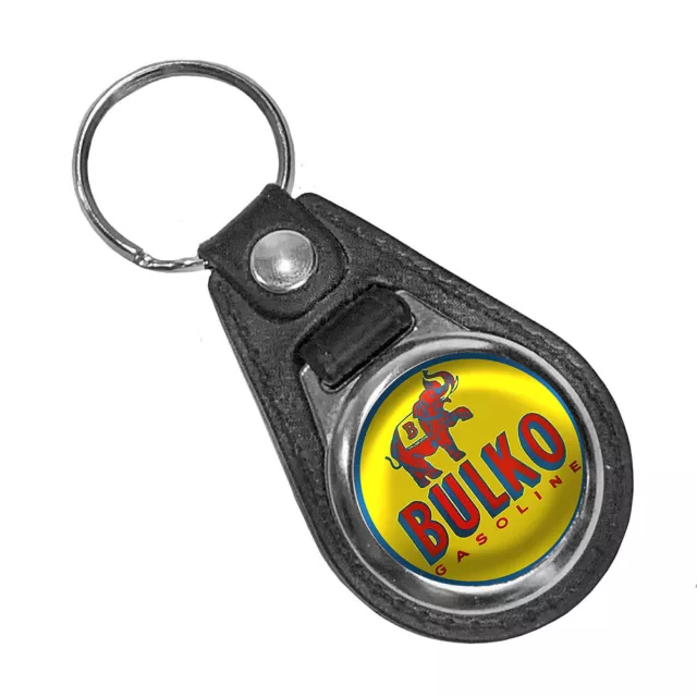 Bulko Gasoline Motor Oil Elephant Gas Synthetic Round Faux Leather Key Ring