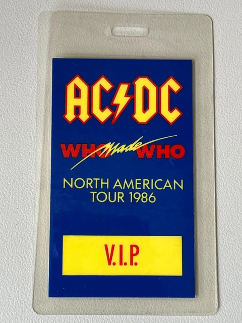 AC/DC WHO MADE who V.I.P. North American Tour 1986 pass / Backstage ...