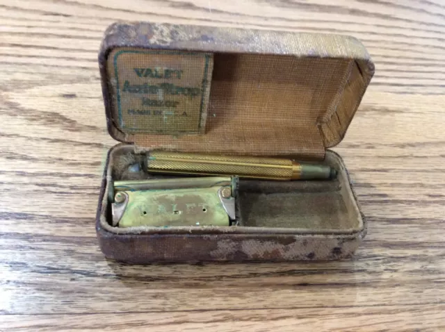 1930s Valet Gold Tone Safety Razor With Case By Gillette
