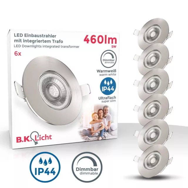 6x LED Einbauspots dimmbar Bad IP44 Einbauleuchte Spot Strahler flach Refurbed