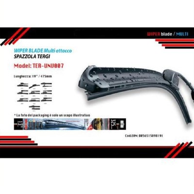 CARALL Spazzola Tergicristallo Posteriore Auto 15" 375mm 10 Attacchi Universale Multi A 