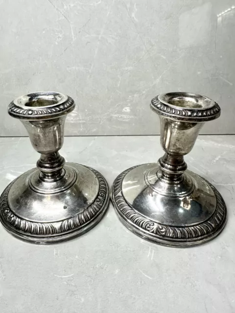 Vintage Sterling Silver Weighted Candlesticks By Frnk M Whiting Company
