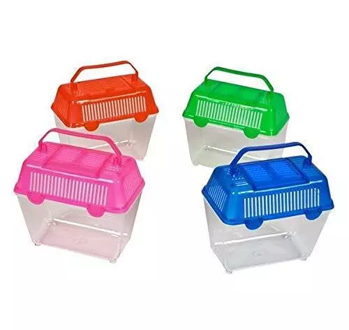 Mini Fish Tank Plastic Aquarium Bowl Pet Box Container Small Carry Handle UK 2