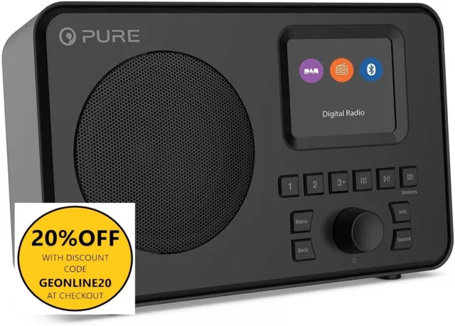 Pure Elan One Portable Digital DAB+ and FM Radio w/ Bluetooth - Black
