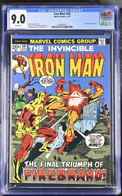 Marvel The Invincible Iron Man #59 6/73 Cgc 9.0 Vf/Nm Firebrand Appearance 🔥