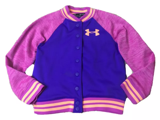 UNDER ARMOUR Girls size Y SMALL GOLD GEAR BOMBER JACKET EUC