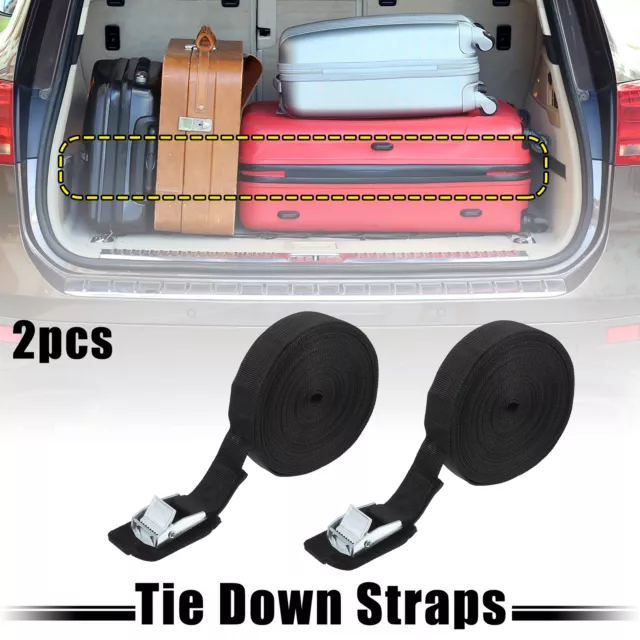 2 Pack 26.2' x 1" Ratchet Tie Down Straps with Cam Buckle for Luggage Traile