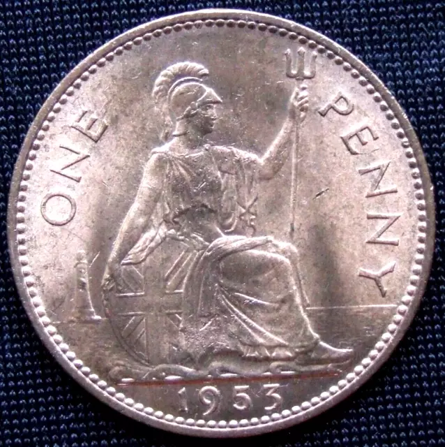 1953 Lovely, Rare British Penny, Lovely Coin - FREE POSTAGE  (177AM)