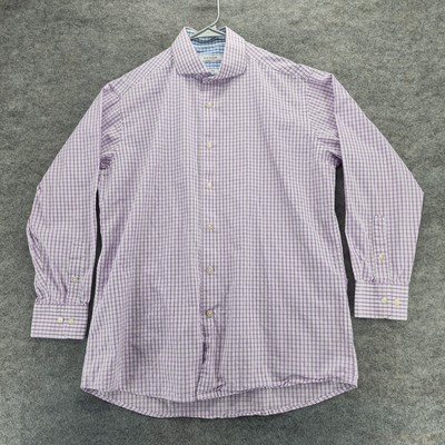 Isaac Mizrahi Shirt Mens Size 16 32/33 Button Up Slim Fit Long Sleeve Purple