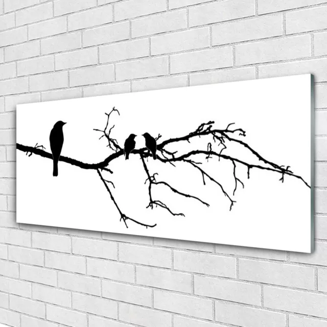 Impression sur verre Image tableaux 125x50 Art Oiseaux Branche