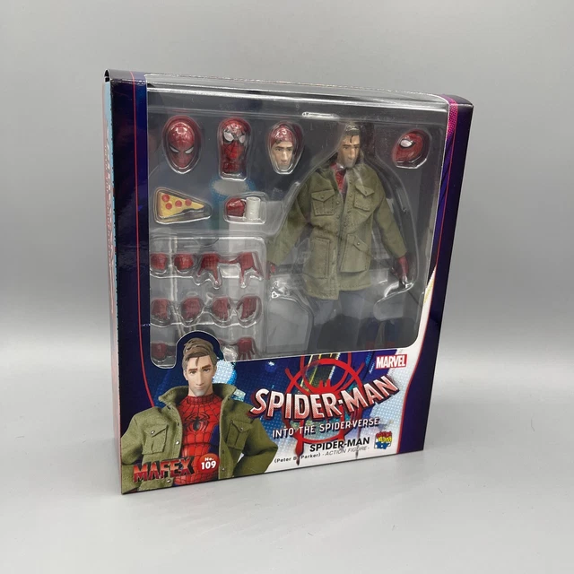 MEDICOM MAFEX SPIDER-MAN Spiderverse Peter Parker Figure No. 109 UK IN ...