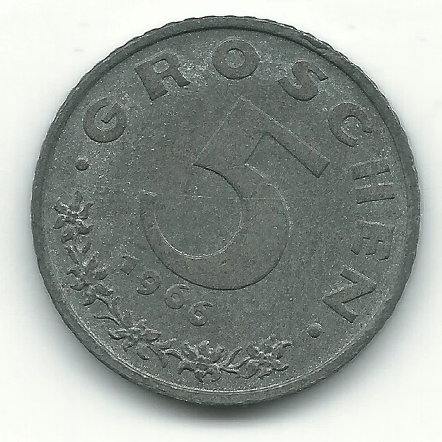 A Very Nice High Grade 1966 Austria 5 Groschen Coin-Nov292