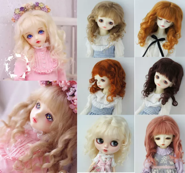 3-4" 1/12 SD BJD Wig 5-6 6-7 7-8 8-9 9-10 Real Mohair Long Curly Sweet Wigs Hair