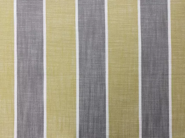 Malibu Grey Ochre Yellow Striped Cotton Curtain/Blind/Upholstery Fabric