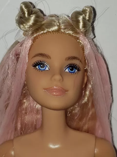 Nude Barbie Doll Extra 3 Long Blonde Pink Hair Articulated Millie Doll 18 00 Picclick