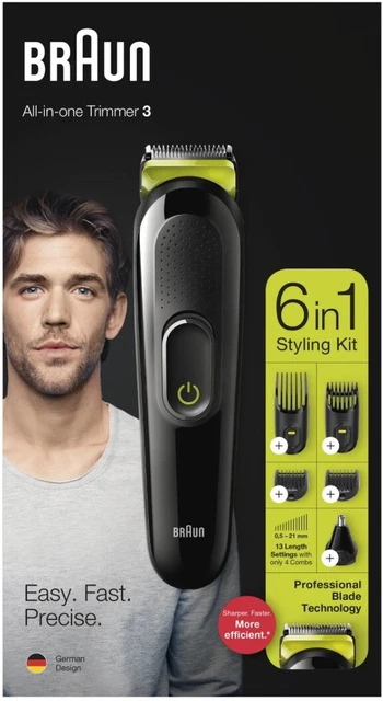 Braun All in One Trimmer 3 MGK3225 6 in 1 Haarschneider Schwarz