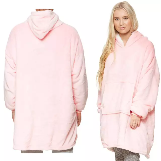 OVERSIZED SOFT PULLOVER Plain Hoodie Warm Fleece Blanket Plush Winter ...