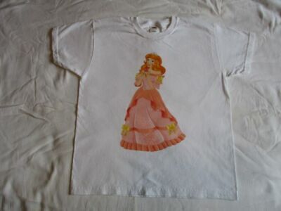 Bellissimo Biondo Rosa Principessa Abito Disney Stile Cartoon T-Shirt per Girls