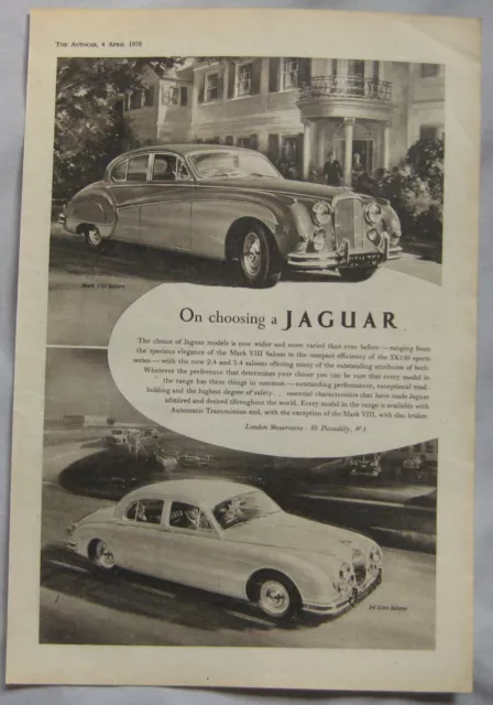 1958 Jaguar Original advert No.1