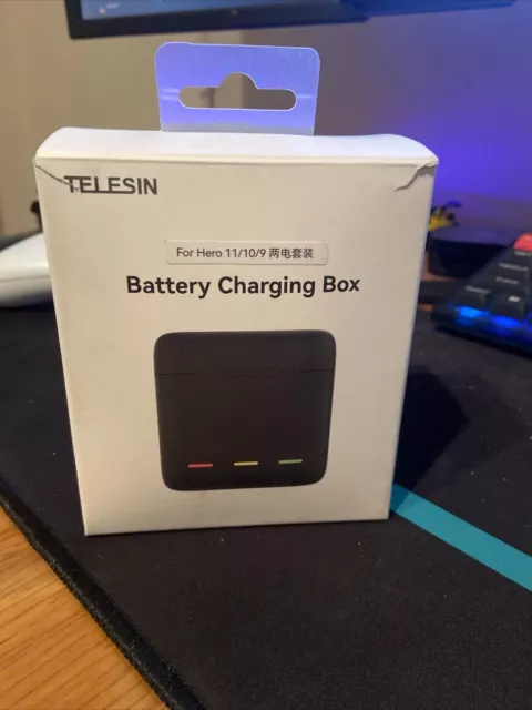 TELESIN Gopro Hero 11/10/9 Battery USB-C 2A Fast Chargeing Box TF Card Storage