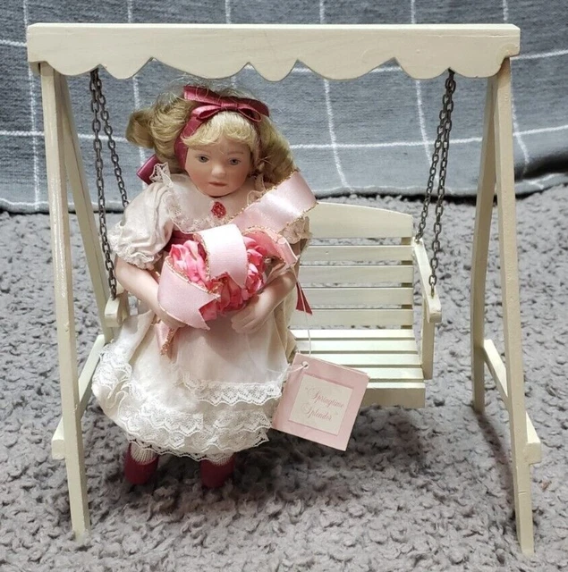 Springtime Splendor Porcelain Doll by Ashton Drake Galleries w/ Swing Bench