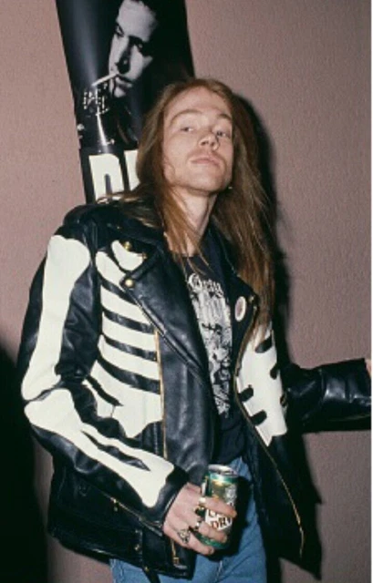 Men's Guns N Roses Limited Edition Axl Rose Skeleton Leather Jacket Rider Jacket