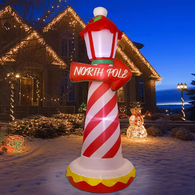 Christmas Holiday LED Inflatable Outdoor Decor Lighthouse North Pole Yard Sign