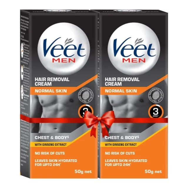 Crema depilatoria Veet para hombres, piel normal, 50 g cada una (paquete de 2)