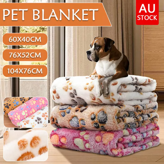 Warm Pet Mat Paw Print Cat Dog Puppy Fleece Soft Blanket Bed Cushion SML Size