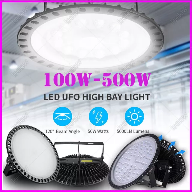 50/100/200/300/500W LED High Bay Light Low Bay UFO Warehouse Industrial Lights