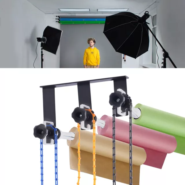 3 Roller Hintergrund Support System Montagebügel Mit Haken+Ketten Für Fotostudio