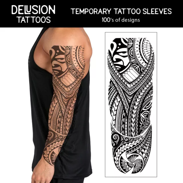 Temporary Tattoo Sleeve Full Arm Tribal Waterproof Tattoo Transfers Men Women