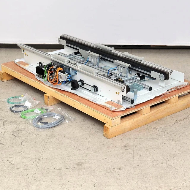 NEW 1.4m Open-Center 1" Edge Belt Conveyor with Servotronix Motor, 3 Stops