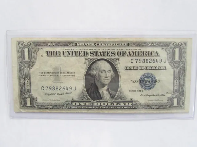 1935-G **NO MOTTO** $1 Dollar Blue Seal Silver Certificate