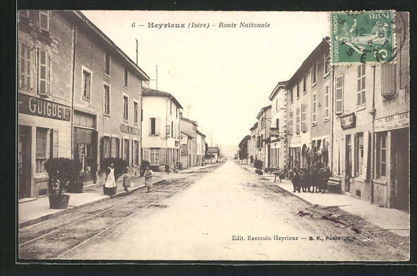 CPA Heyrieux, Route Nationale, vue de la rue im Ort 1916