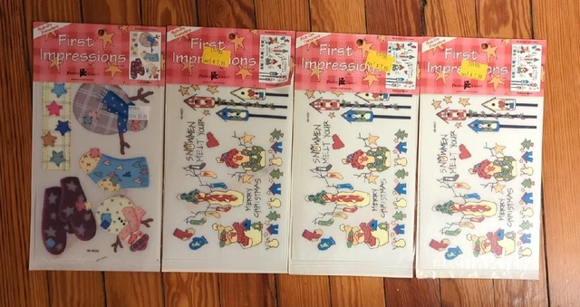 Lote de 4 muñecos de nieve Provo Craft primeras impresiones frotar transferencias invierno navidad