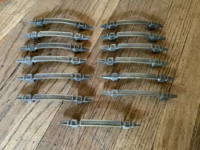 Vtg Brass Drawer Cabinet  furniture Handle Pulls Lot Of  13 mid Century mcm