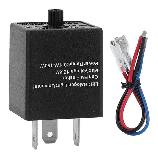 LED FLASHER RELAY, 12V 3PIN Adjustable LED Flasher Relay Turn Signal