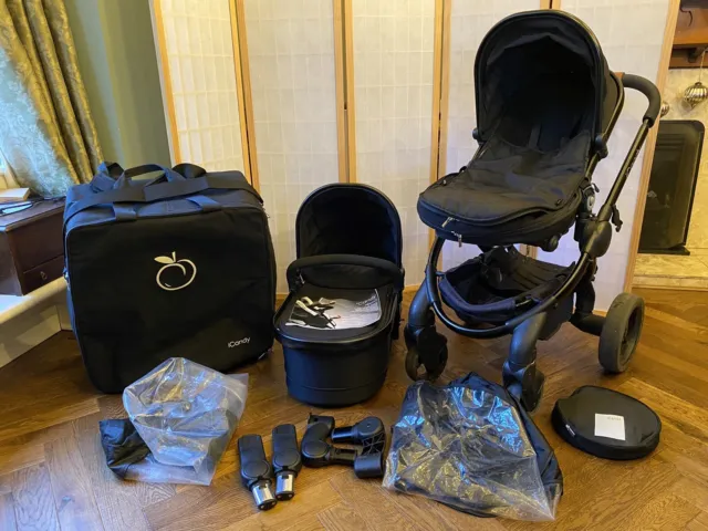 ICANDY PEACH 3 JET BLACK travel system. All Accessories. No Car Seat.