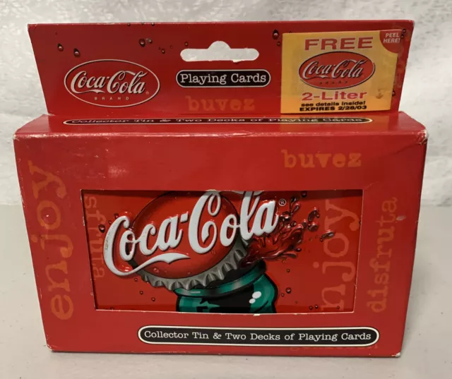 NEW Vintage Coca-Cola Playing Cards (2 Decks) In Tin by BICYCLE