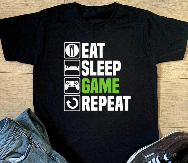 Maglietta Eat Sleep Game Ripeti Giocatore Divertente Giocatore Computer Gaming Papà Regalo Natale Top
