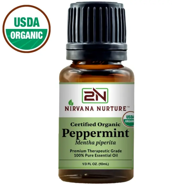 Organic Peppermint Essential Oil USDA Certified 100% Pure Therapeutic Grade