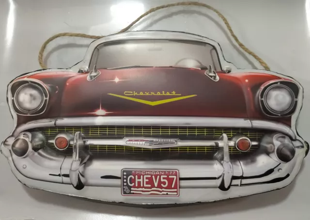 New Wall Hanging "CHEV57" Metal Tin Wall Sign Plaque "CHEVRALET CAR CHEVY 57"