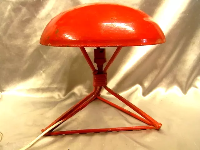 Ancienne Lampe Champignon Fer Forge Tole  Rouge Design Vintage Lamp